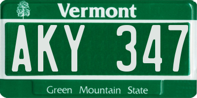 VT license plate AKY347
