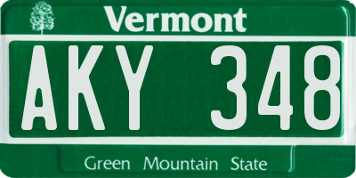 VT license plate AKY348