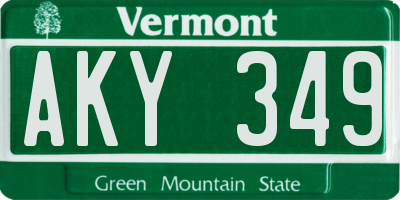 VT license plate AKY349