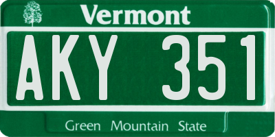 VT license plate AKY351