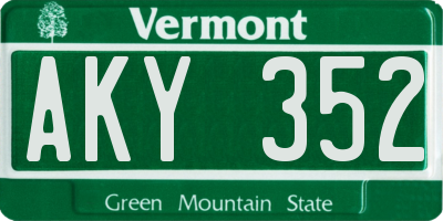 VT license plate AKY352