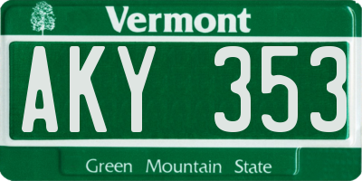 VT license plate AKY353