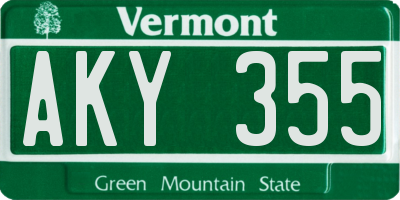 VT license plate AKY355