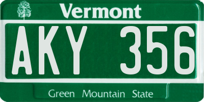VT license plate AKY356