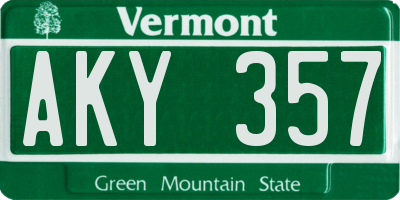 VT license plate AKY357