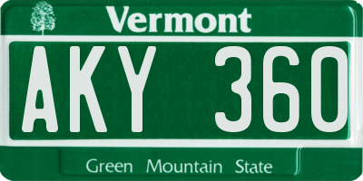 VT license plate AKY360