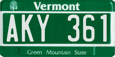 VT license plate AKY361