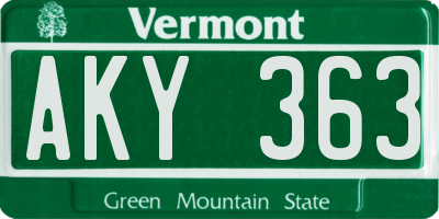 VT license plate AKY363