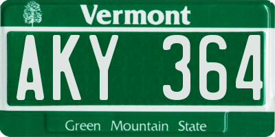 VT license plate AKY364