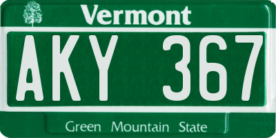 VT license plate AKY367
