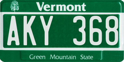 VT license plate AKY368