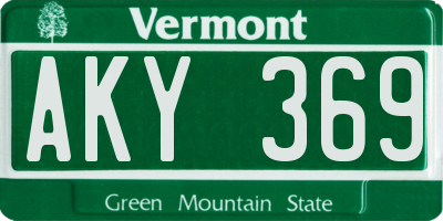 VT license plate AKY369