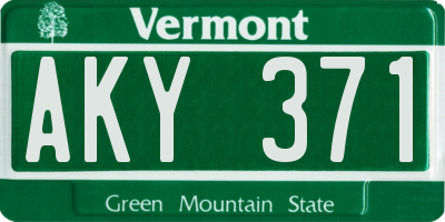 VT license plate AKY371