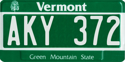 VT license plate AKY372