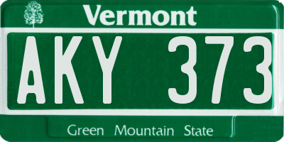 VT license plate AKY373
