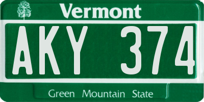 VT license plate AKY374