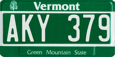 VT license plate AKY379