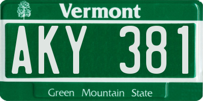 VT license plate AKY381