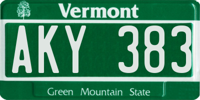 VT license plate AKY383