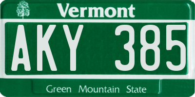 VT license plate AKY385