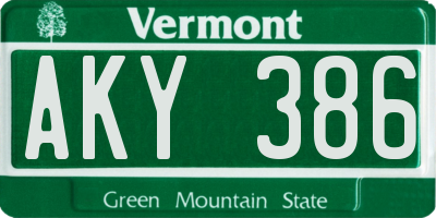 VT license plate AKY386