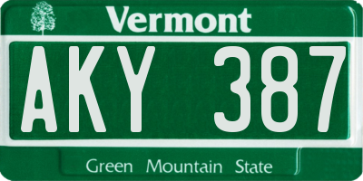 VT license plate AKY387