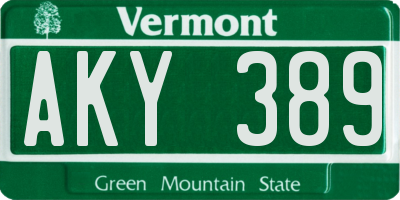 VT license plate AKY389
