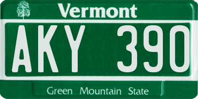VT license plate AKY390