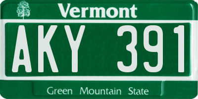 VT license plate AKY391