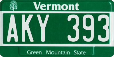 VT license plate AKY393
