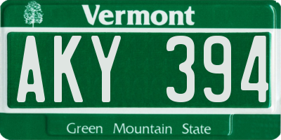 VT license plate AKY394