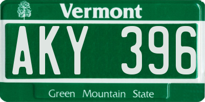 VT license plate AKY396
