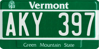 VT license plate AKY397