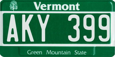 VT license plate AKY399