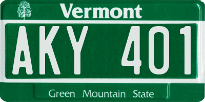 VT license plate AKY401