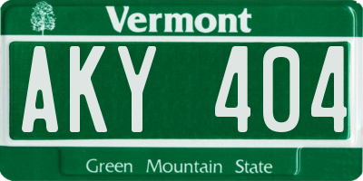VT license plate AKY404