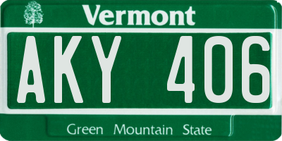 VT license plate AKY406