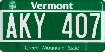 VT license plate AKY407
