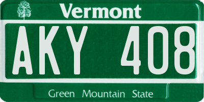 VT license plate AKY408