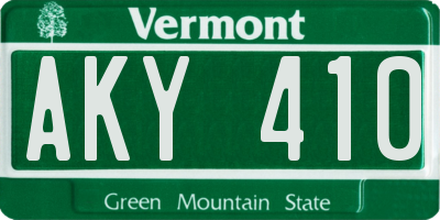 VT license plate AKY410