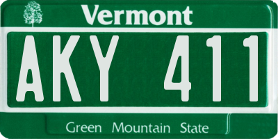 VT license plate AKY411