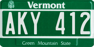 VT license plate AKY412
