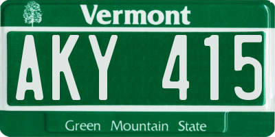 VT license plate AKY415
