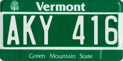 VT license plate AKY416