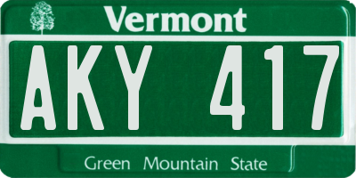 VT license plate AKY417