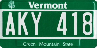 VT license plate AKY418