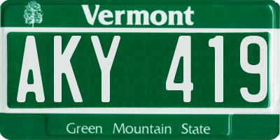 VT license plate AKY419