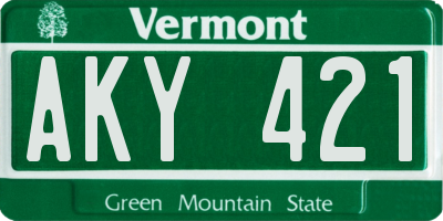 VT license plate AKY421