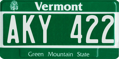 VT license plate AKY422