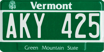 VT license plate AKY425